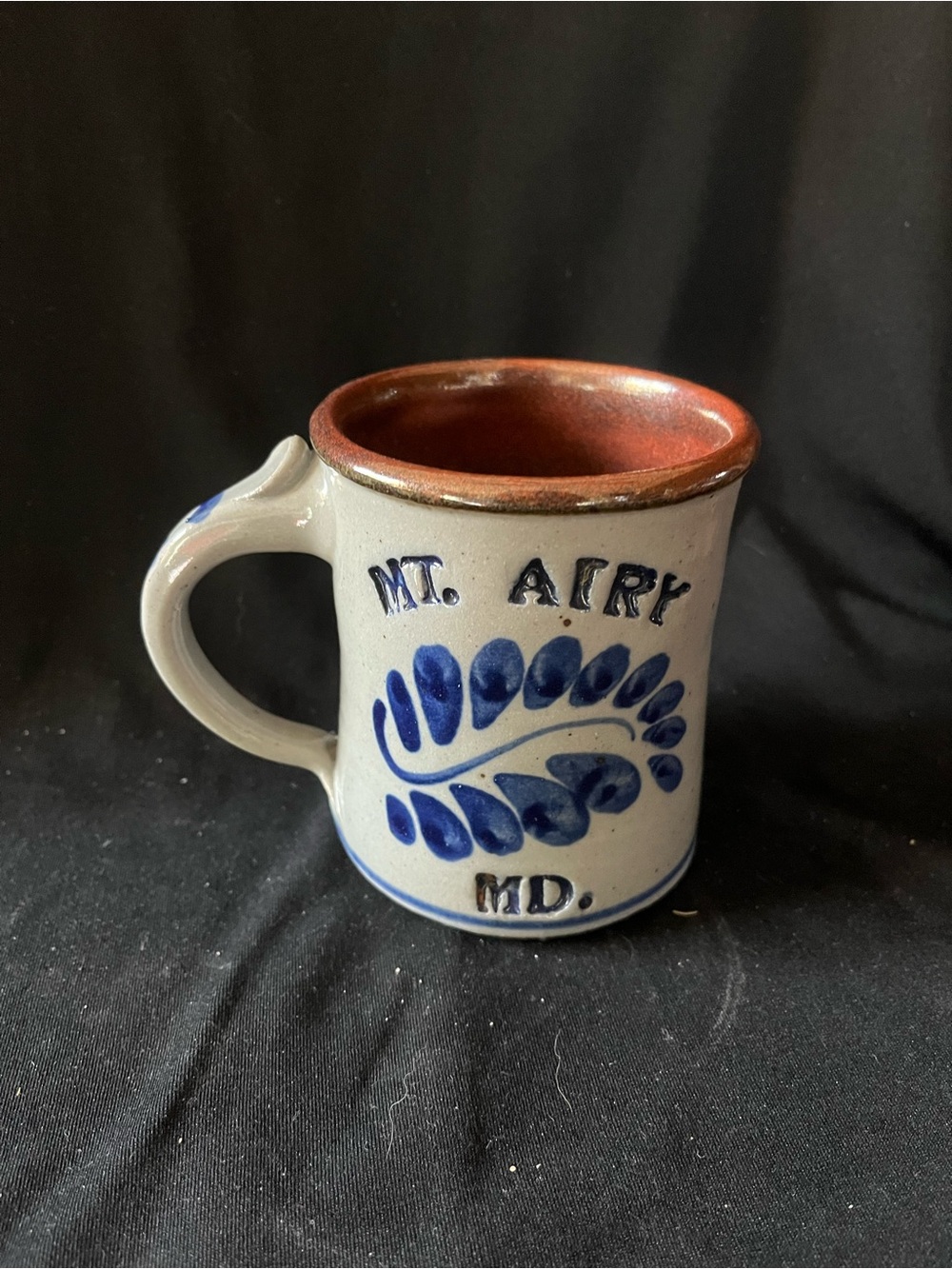 Handcrafted Mt. Airy MD Ceramic Mug in Blue and Brown